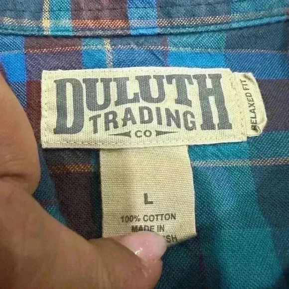Duluth trading Co. flannel button down size L blue - Picture 6 of 6